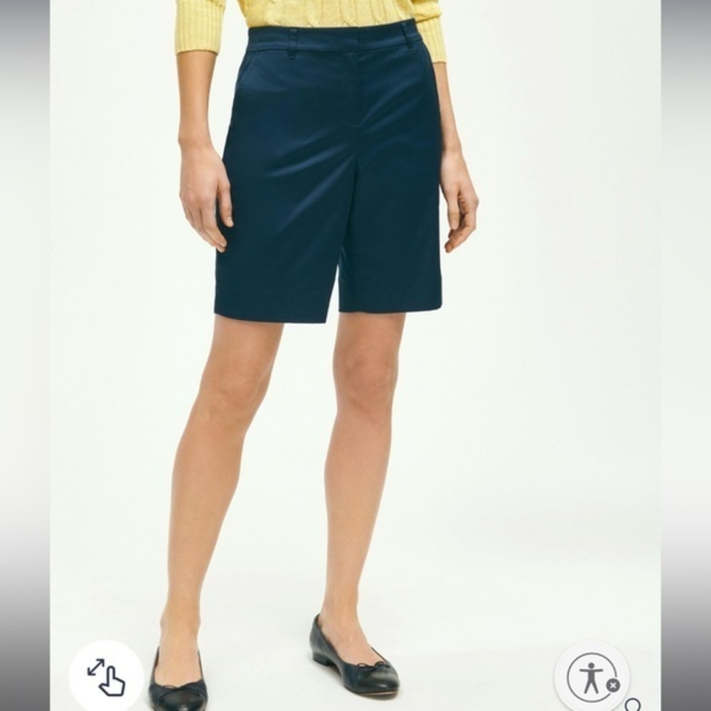 Brooks Brothers Navy Blue Stretch Cotton Twill Bermuda Shorts